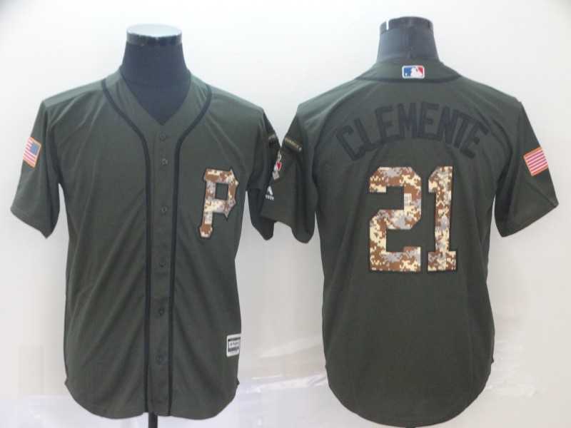 Pirates 21 Roberto Clemente Olive Camo Salute To Service Cool Base Jersey,We sell and wholesale Pirates 21 Roberto Clemente Olive Camo Salute To Service Cool Base Jersey on line form chian!